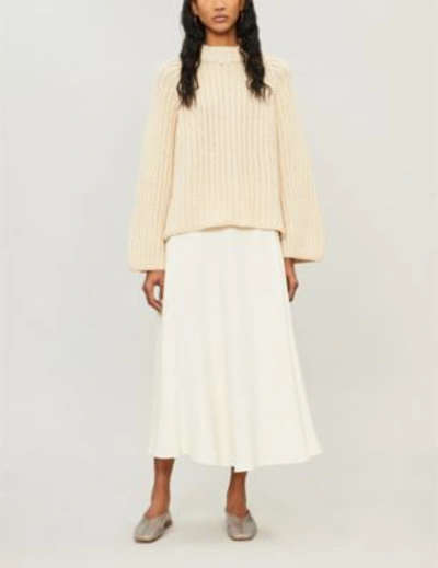 Shop Arje Steph High-neck Chunky-knit Wool In Vanilla