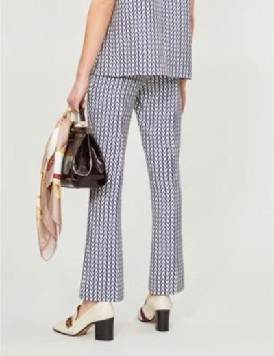 Shop Valentino Optical Slim-fit Wool And Silk-blend Trousers In Almond Pure Blue