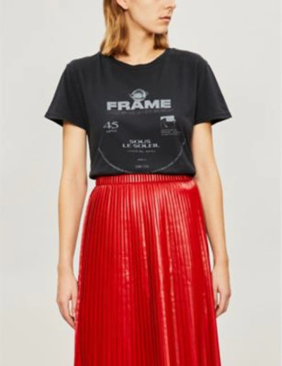 Shop Frame Logo-print Cotton-jersey T-shirt In Faded Noir