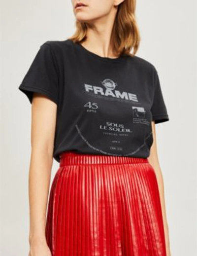 Shop Frame Logo-print Cotton-jersey T-shirt In Faded Noir