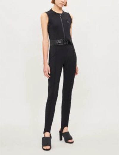 Shop Moncler Belted Shell Jumpsuit In Black