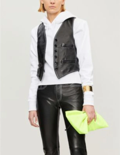 Shop Mm6 Maison Margiela Contrast-stitch Leather Waistcoat In Black