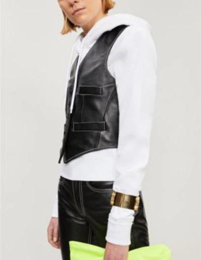 Shop Mm6 Maison Margiela Contrast-stitch Leather Waistcoat In Black