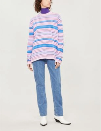 Shop Acne Studios Nimah Striped Cotton And Wool-blend Jumper In Bpnkpinkaq