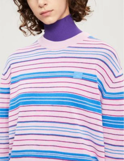 Shop Acne Studios Nimah Striped Cotton And Wool-blend Jumper In Bpnkpinkaq
