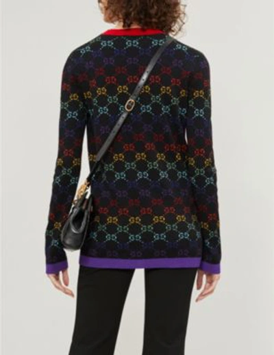 Shop Gucci Gg-intarsia Wool Jumper In Black Multi