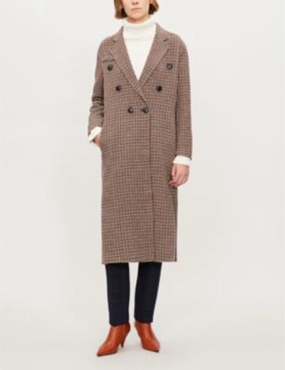 Shop Maje Guindy Double-breasted Checked Wool Coat In Carreaux