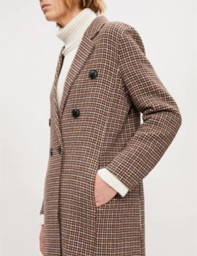 Shop Maje Guindy Double-breasted Checked Wool Coat In Carreaux