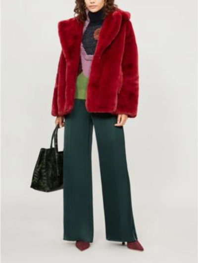 Shop Diane Von Furstenberg Faux-fur Jacket In Ruby
