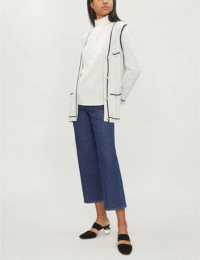 Shop Claudie Pierlot Maxi-long Wool-blend Cardigan In Mottled Grey