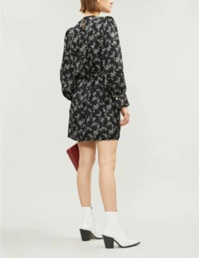 Shop Isabel Marant Floral-print Flared-skirt Silk Dress In Black