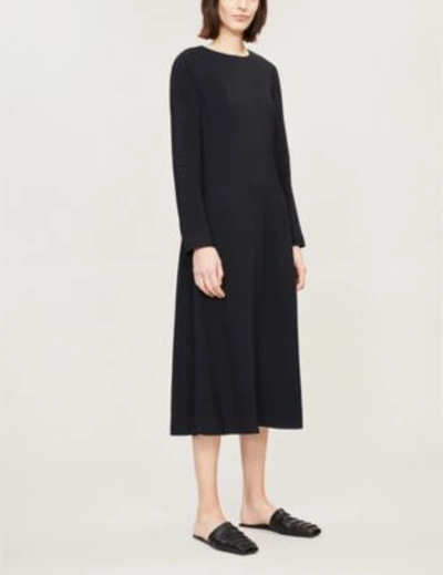 Shop Theory A-line Stretch-crepe Midi Dress In Black
