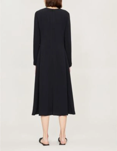 Shop Theory A-line Stretch-crepe Midi Dress In Black