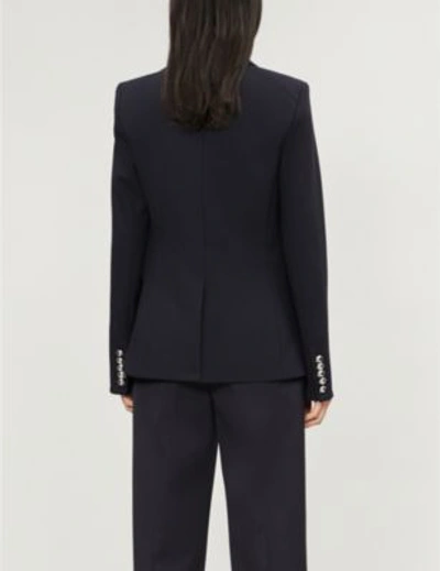 Shop Veronica Beard Miller Dickey Double-breasted Woven Jacket In Navy