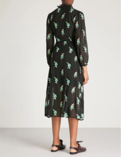 Shop Sandro Sequin-embellished Chiffon Midi Wrap Dress In Noir