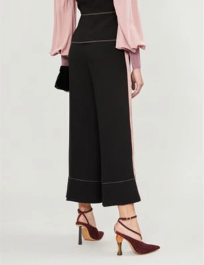 Shop Roksanda Hasani Side-stripe Wide-leg Crepe Trousers In Black