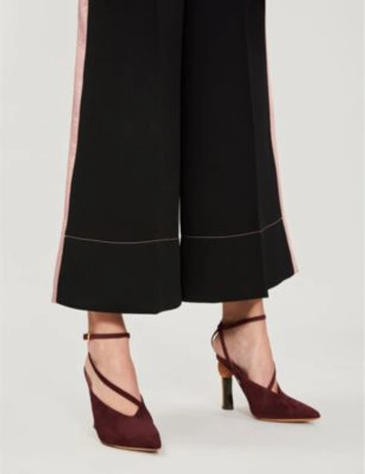 Shop Roksanda Hasani Side-stripe Wide-leg Crepe Trousers In Black