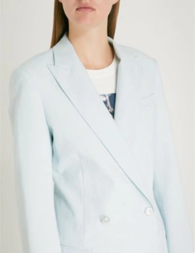 Shop Maje Double-breasted Woven Jacket In Bleu Ciel