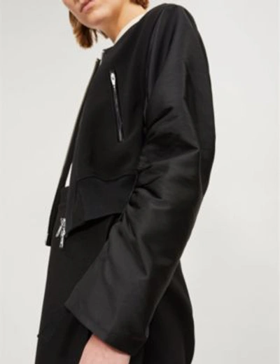 Shop 3.1 Phillip Lim / フィリップ リム Gathered-sleeve Cropped Satin Bomber Jacket In Black