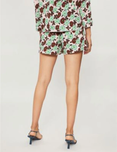 Shop Sandro Floral-print Crepe Shorts In Petal