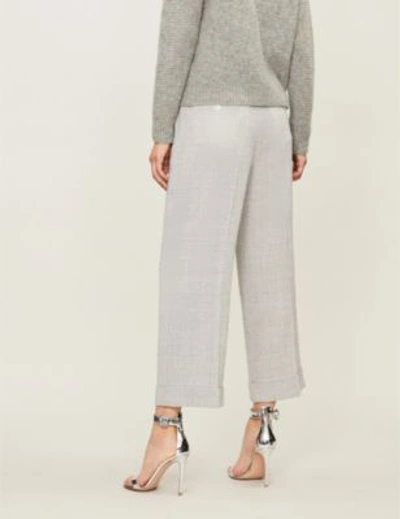 Shop Max Mara Women's Grey Dax Checked Straight Cropped Wool Trousers