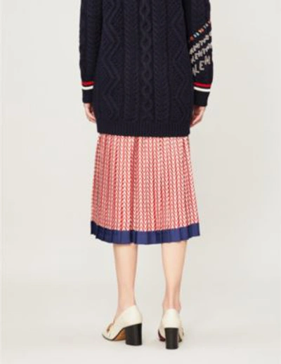 Shop Valentino Logo-print Silk-twill Skirt In Almond Brick