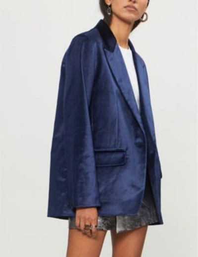 Shop Rag & Bone Monty Single-breasted Velvet Blazer In Denim Blue