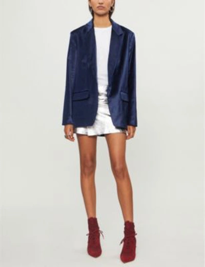 Shop Rag & Bone Monty Single-breasted Velvet Blazer In Denim Blue