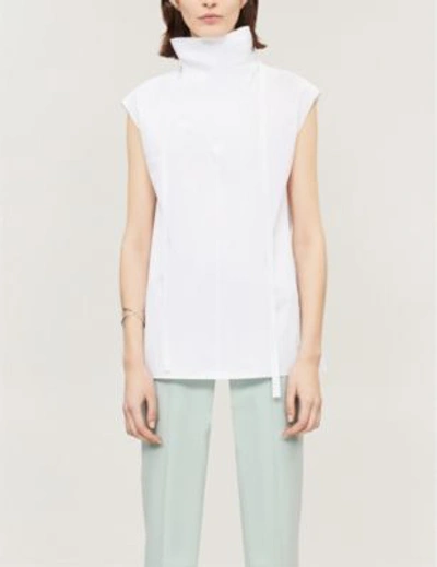 Shop Theory Neck Tie Stretch-cotton Top In White