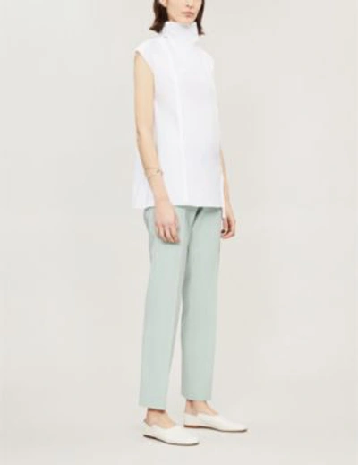 Shop Theory Neck Tie Stretch-cotton Top In White