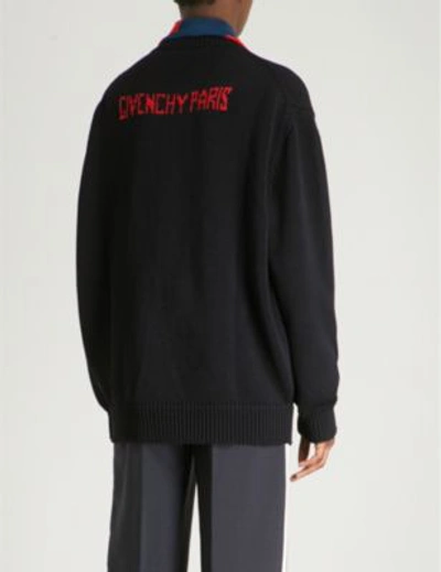 Shop Givenchy Logo-motif Cotton Jumper In Navy/red