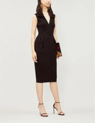 Shop Victoria Beckham Ruffled Crepe Dress In Black