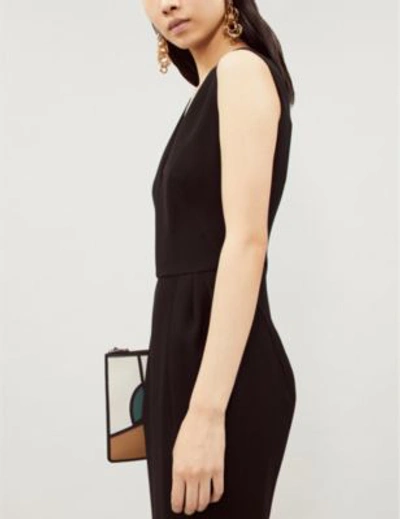 Shop Victoria Beckham Ruffled Crepe Dress In Black