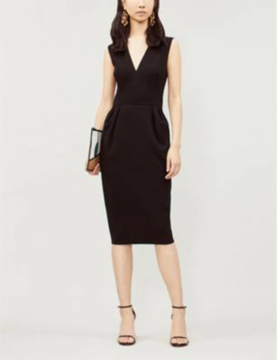 Shop Victoria Beckham Ruffled Crepe Dress In Black
