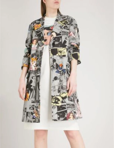 Shop Prada Comic Print-appliqué Cotton-jersey Dress In Cedro