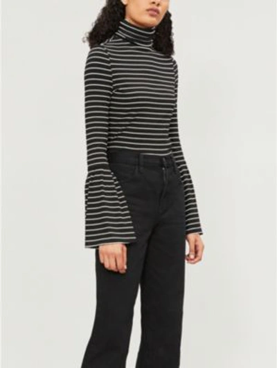 Shop Paige Ladies Black And White Stripe Kenzie Striped Stretch-modal Top In Black/white Stripe