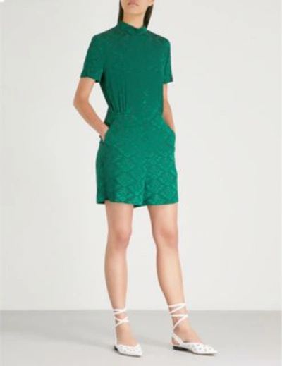 Sandro Manon Floral-jacquard Playsuit In Green | ModeSens