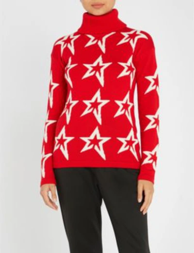 Shop Perfect Moment Star Dust Wool Jumper In Red/snow White Star