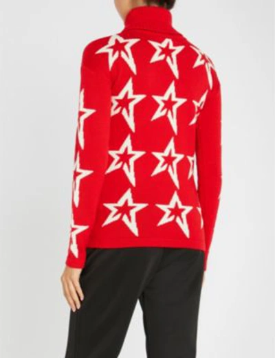Shop Perfect Moment Star Dust Wool Jumper In Red/snow White Star