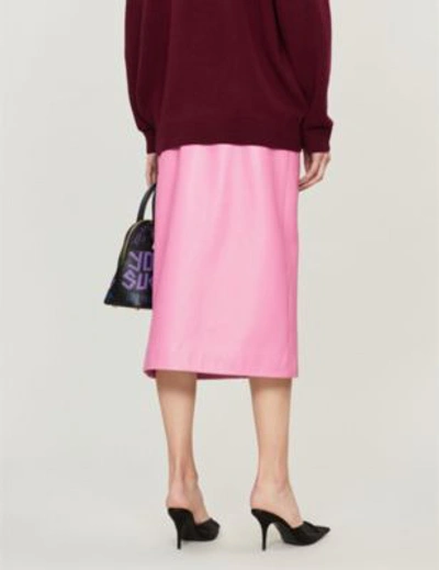 Shop Balenciaga Pink Button Leather Skirt