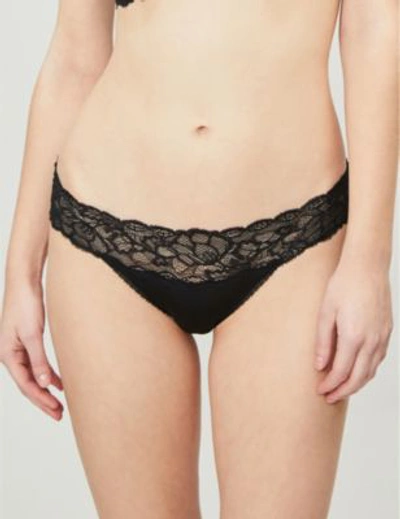Shop Calvin Klein Seductive Comfort Stretch-lace And Jersey Briefs In 001 Black