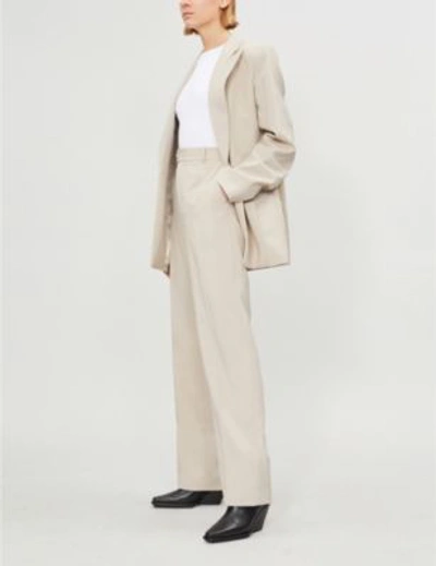 Shop Helmut Lang Oversized Twill Blazer In Oatmeal