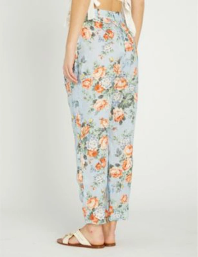 Shop Zimmermann Bowie Floral-print Linen Trousers In Lilac Flrl
