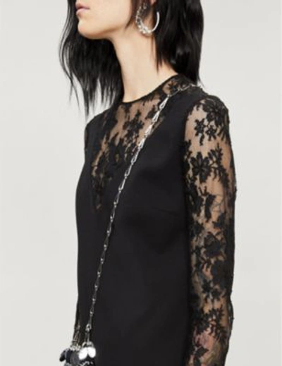 Shop Givenchy Lace-trimmed Wool-crepe Dress In Black