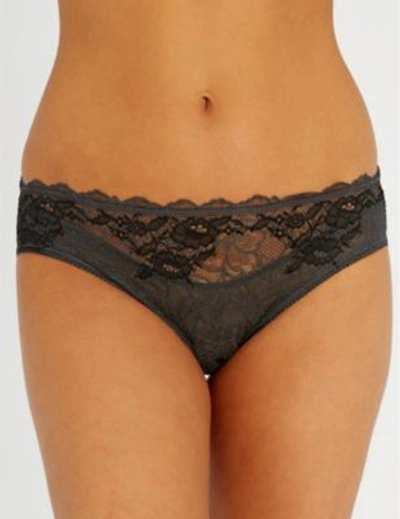 Wacoal Lace Perfection Stretch-lace Mid-rise Briefs In Charcoal (grey)