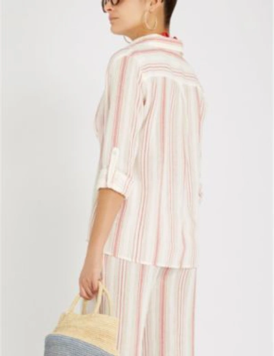 Shop Melissa Odabash Inny Striped Cotton Shirt In Red Stripe