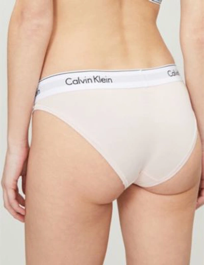 Shop Calvin Klein Modern Cotton Stretch-cotton Bikini Briefs In 2nt Nymphs Thigh (white)