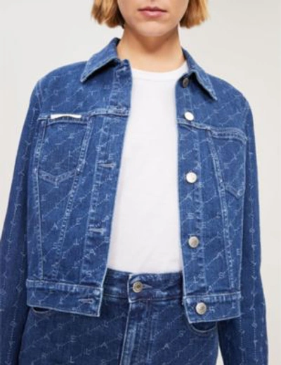Shop Stella Mccartney Logo-print Denim Jacket In Dark Classic Blue
