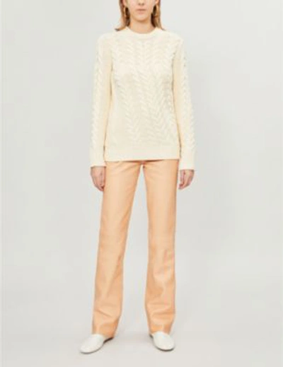 Shop Theory Twisted Cable-knit Jumper In Ivory
