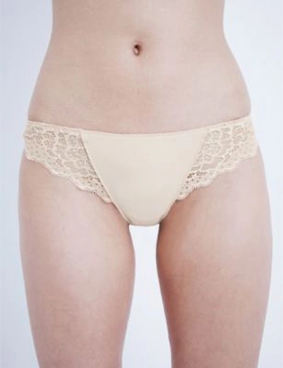 Simone Perele Womens Peau Rose Caresse Jersey And Stretch-lace Tanga Briefs In Peau Rose